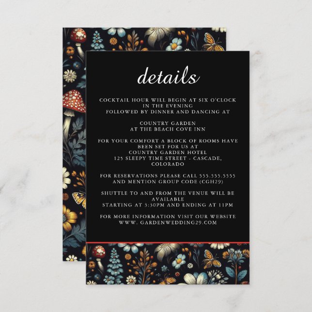 Cottagecore Garden Details Enclosure Card (Front/Back)