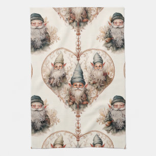 Cottagecore Garden Gnome Vintage Watercolor Kitchen Towel