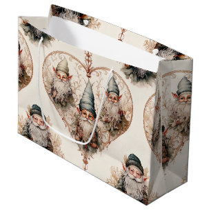 Cottagecore Garden Gnome Vintage Watercolor Large Gift Bag