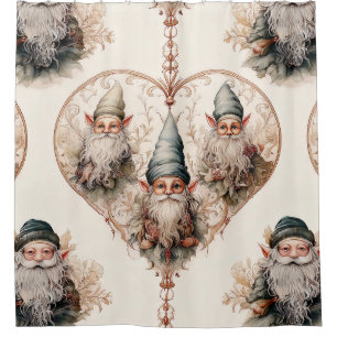 Cottagecore Garden Gnome Vintage Watercolor Shower Curtain