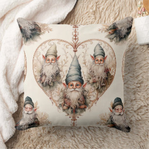 Cottagecore Garden Gnome Vintage Watercolor Throw Pillow