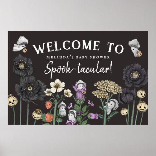 Cottagecore Ghosts Halloween Baby Shower Welcome Poster