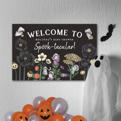 Cottagecore Ghosts Halloween Baby Shower Welcome Poster