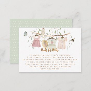 Cottagecore Girl Clothesline Book Pink Baby Shower Enclosure Card by PatternsModerne at Zazzle
