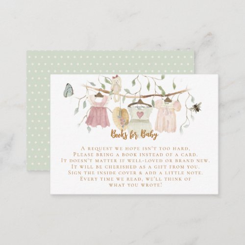 Cottagecore Girl Clothesline Book Pink Baby Shower Enclosure Card