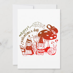 Cottagecore Gnome Couple Happy Valentine's Day Holiday Card