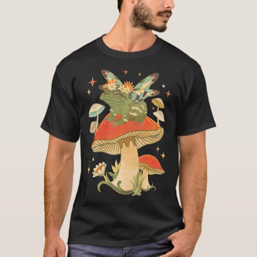 Cottagecore Goblincore Aesthetic Mushroom Frog T_Shirt