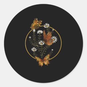 Cottagecore Goblincore Fairycore Graphic Flower Bu Classic Round Sticker