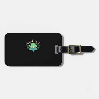 Cottagecore Goblincore Moon Flowers Forest Frog Mu Luggage Tag