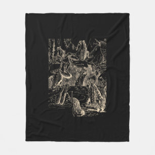 Cottagecore Goblincore Pond Snail Swimming Frog Fleece Blanket