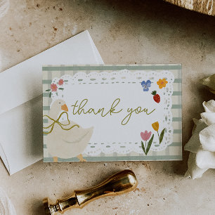 Cottagecore Goose Gingham Thank You Card