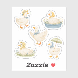 Cottagecore Goose Vintage Watercolor Pattern Sticker