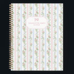 Cottagecore | grandmillennial  Stripe Floral  Notebook<br><div class="desc">Bring a touch of cottagecore charm to your daily notes with this delicate floral stripe notebook. Featuring soft pastel stripes and vintage-inspired rose patterns, this notebook is perfect for journaling, school, or simply capturing everyday thoughts. Its romantic and timeless design makes it a lovely gift for anyone who adores whimsical,...</div>