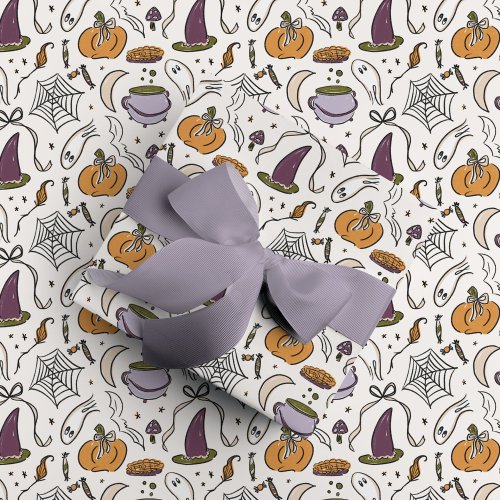 Cottagecore Halloween Illustrations Pattern Wrapping Paper