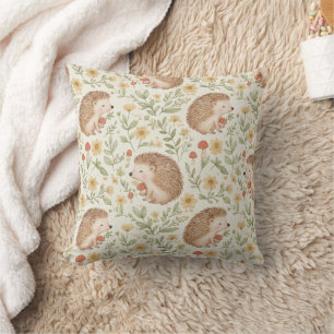 Cottagecore Hedgehog Throw Pillow