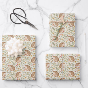 Cottagecore Hedgehog Wrapping Paper Sheets