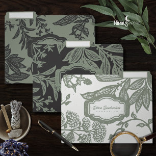 Cottagecore Herbarium Sage Green File Folders