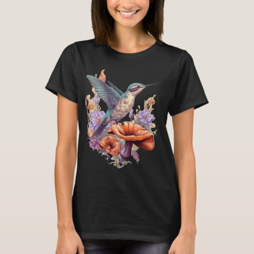 Cottagecore Hummingbird Aesthetic Bird Lover Bird  T_Shirt