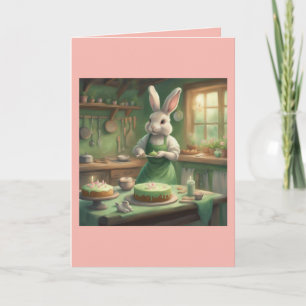 Cottagecore Kitchen Bunny Bakes Birthday Cake Card