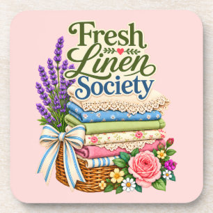 Cottagecore Laundry Lavender Floral Linens Beverage Coaster