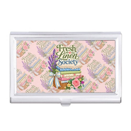 Cottagecore Laundry Lavender Floral Linens Business Card Case