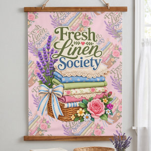 Cottagecore Laundry Lavender Floral Linens Hanging Tapestry