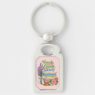 Cottagecore Laundry Lavender Floral Linens Keychain