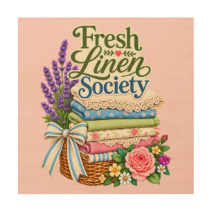 Cottagecore Laundry Lavender Floral Linens Wood Wall Art