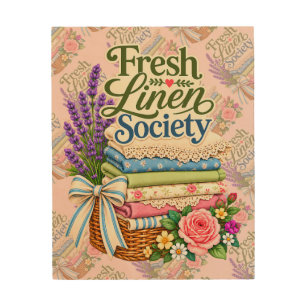 Cottagecore Laundry Lavender Floral Linens Wood Wall Art