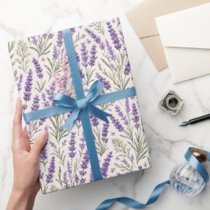 Cottagecore Lavender Sprig Botanical Wrapping Paper