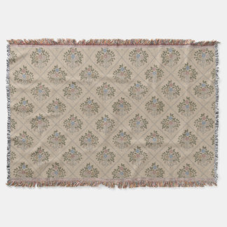 Cottagecore Linen Block Print Vintage Garden Throw Blanket