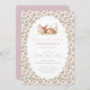 Cottagecore Little Fawn Woodland Birthday Announcement