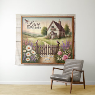 Cottagecore “Love Grows Here” Tapestry