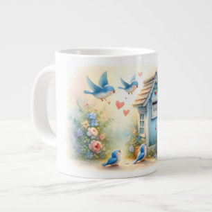 Cottagecore Love Letters Bluebird Mailbox Giant Coffee Mug