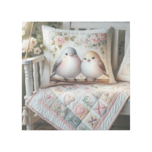 Cottagecore Lovebird Floral Quilt Scene Gallery Wrap