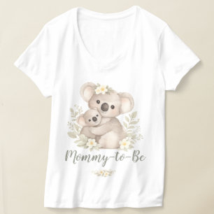 Cottagecore Mommy-to-Be Koala Snuggle Baby Shower T-Shirt
