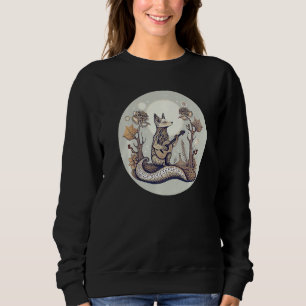 Cottagecore Moon Fox Playing Acoustic Guitar Sweatshirt