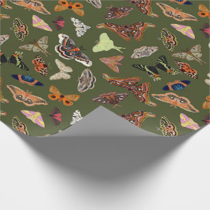 Cottagecore Moth Green Wrapping Paper