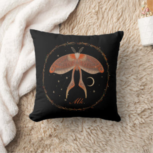 Cottagecore Moth Personalized Throw Pillow