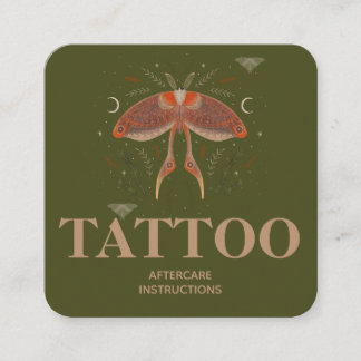 Cottagecore Moth Tattoo Aftercare Instructions Square Business Card