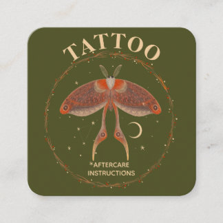 Cottagecore Moth Tattoo Aftercare Instructions Square Business Card