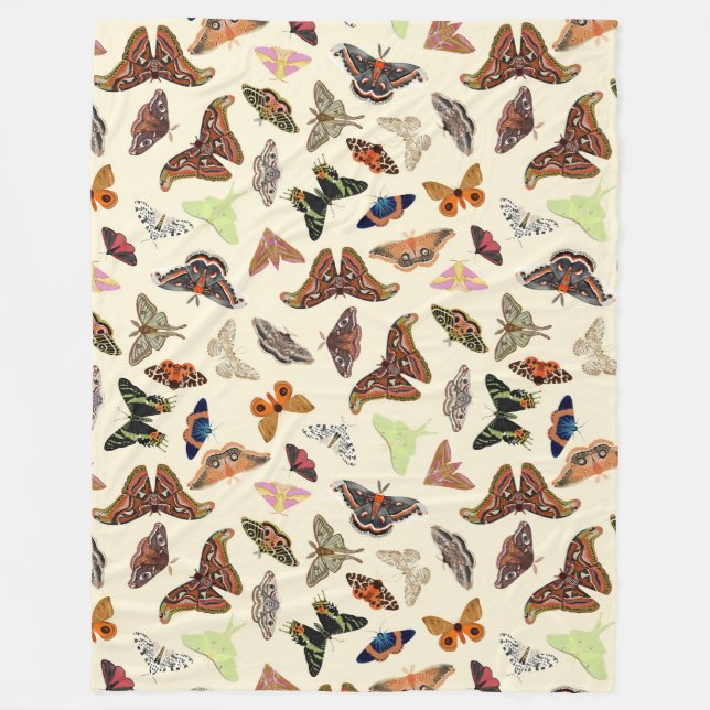 Cottagecore Moths Fleece Blanket (Front)