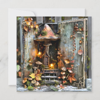 Cottagecore Mushroom Book Fall Scrapbook Page Invitation