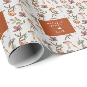 Cottagecore Mushroom Botanical Fairycore Christmas Wrapping Paper