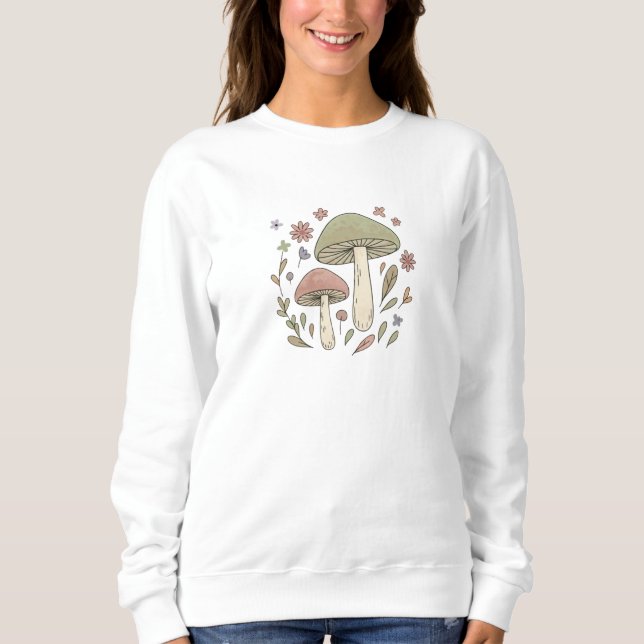 Cottagecore Mushroom Botanical Graphic Sweatshirt (Front)