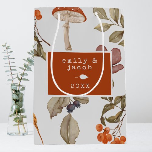 Cottagecore Mushroom Botanical Woodsy Christmas Medium Gift Bag