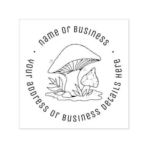 Cottagecore Mushroom Business Name Return Address Self_inking Stamp