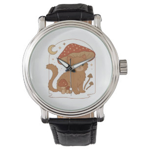 Cottagecore Mushroom Cat with Hat – Cute Vintage G Watch