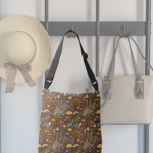 Cottagecore Mushroom Embroidery  Crossbody Bag (Creator Uploaded)