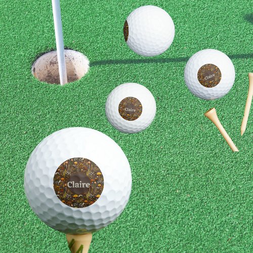 Cottagecore Mushroom Embroidery Personalized Golf Balls